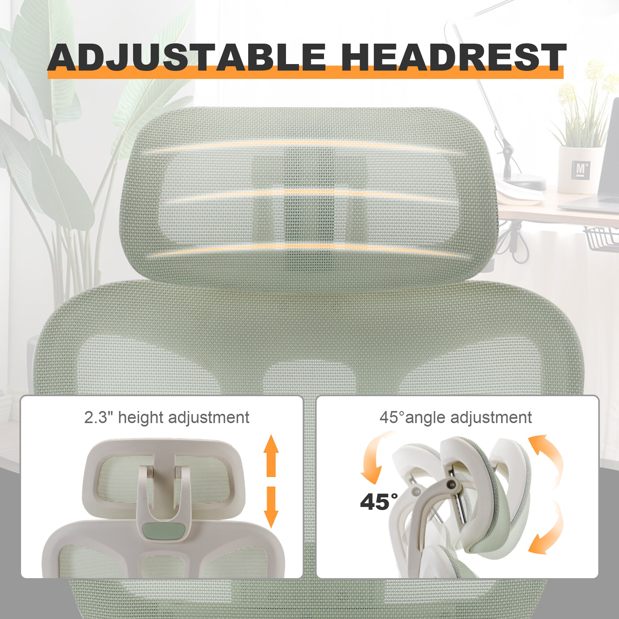 Multi-functional Ergonomic Mesh Office Chair With Adjustable Armrest,Footrest,Lumbar Support, 360° Silent Wheels,Headrest For Home & Office,Grey White_maomaolike.com